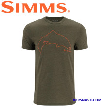 Футболка Simms Trout Outline T-Shirt Loden Heather размер L